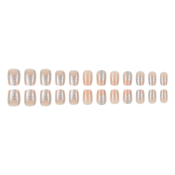 Glittery French Tip Press-On Nails Stornfield