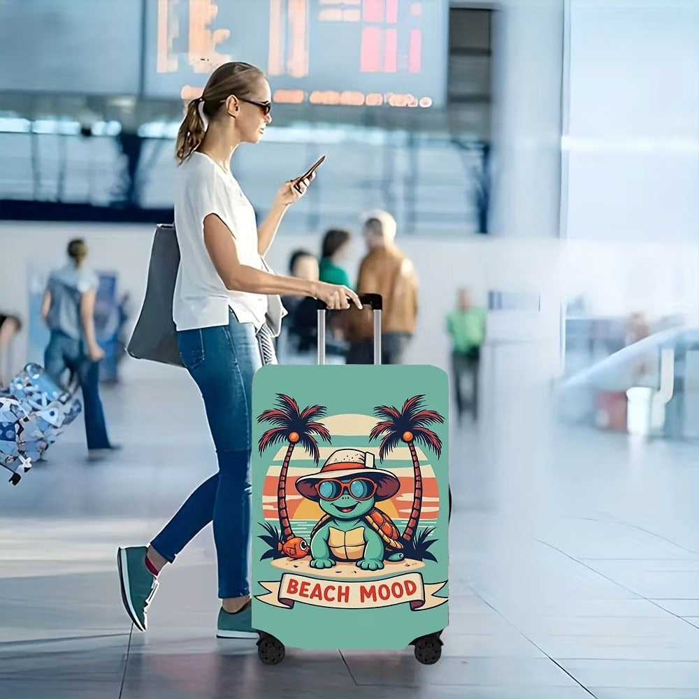 Unisex non-elastic suitcase cover with beach turtle motif, stretchy zipper protection for trolley Stornfield