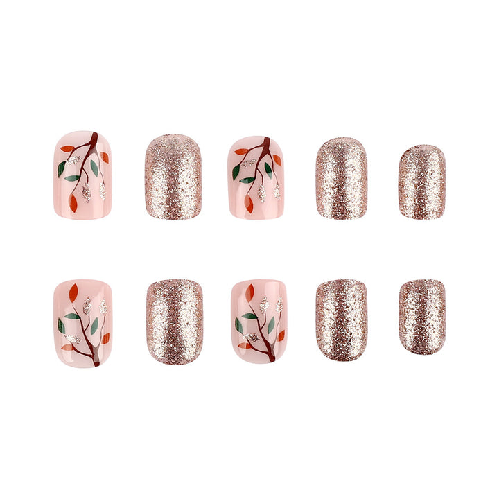Glittery Floral Nail Art Design Stornfield