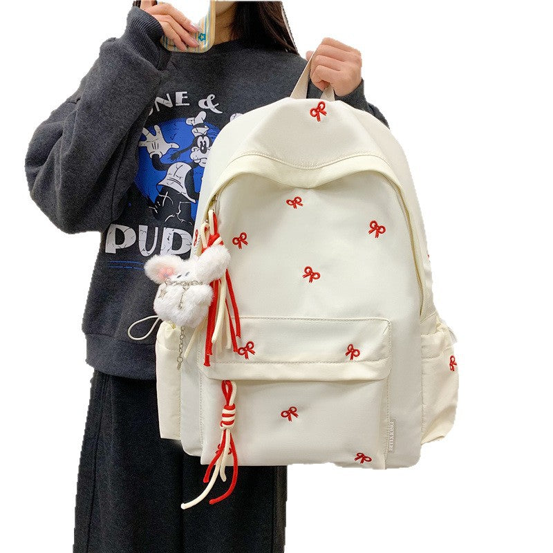 Backpack with Charming Bow Design and Practical Compartments Stornfield