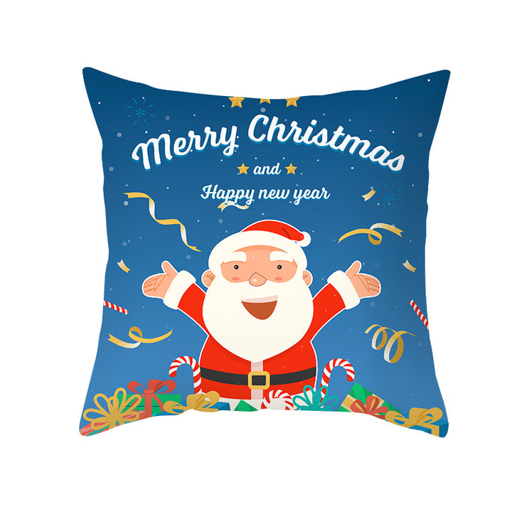 Festive Christmas Decorative Throw Pillow Cover with Holiday Gift and Snowflake Print