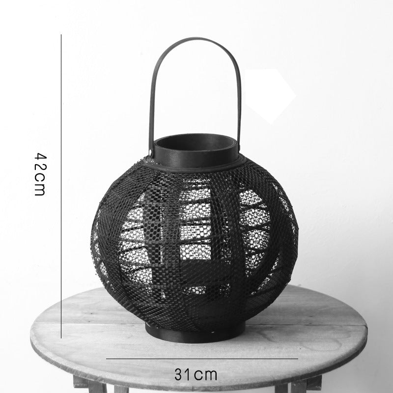 Elegant metal lantern with net design Stornfield