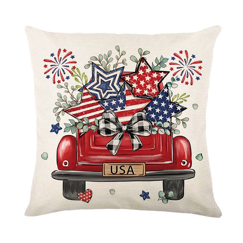 Patriotic Americana Cotton Linen Decorative Throw Pillow