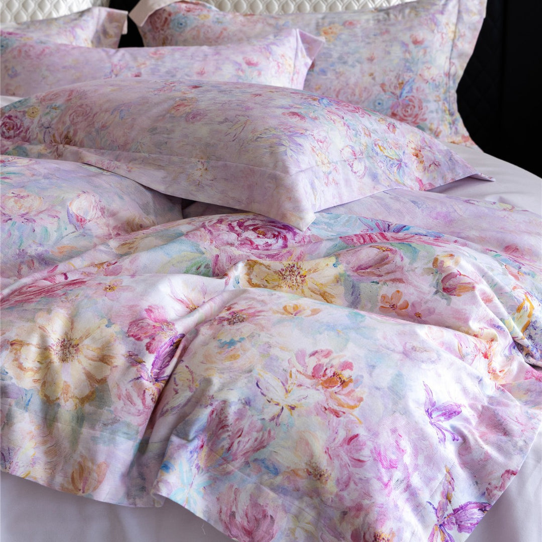 Luxury Floral Cotton Sateen Duvet Cover Set