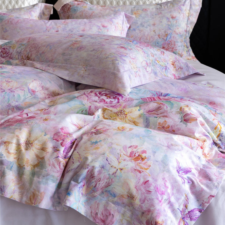Luxury Floral Cotton Sateen Duvet Cover Set