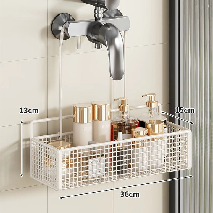 Overhead Faucet Hanging Mesh Shower Caddy with Hook Rack