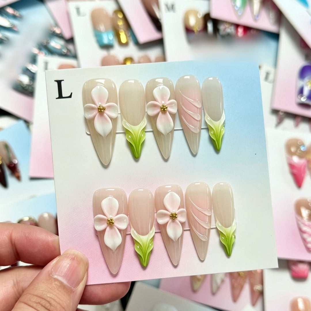 Decorative Floral Press-On Nail Collection