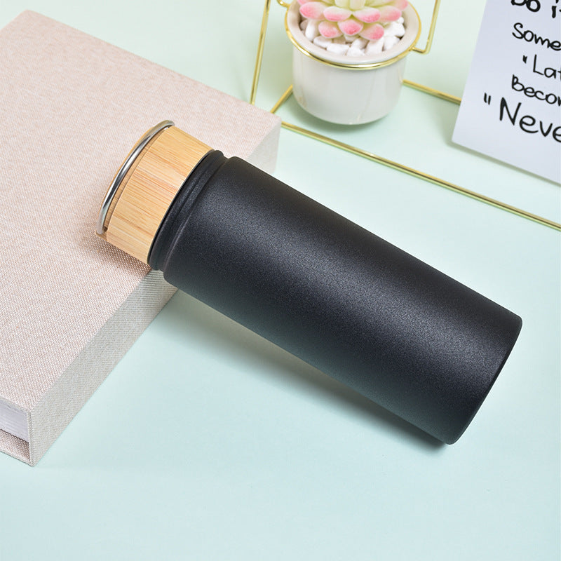 Ladies stylish and versatile stainless steel drinking bottle with bamboo lid Stornfield