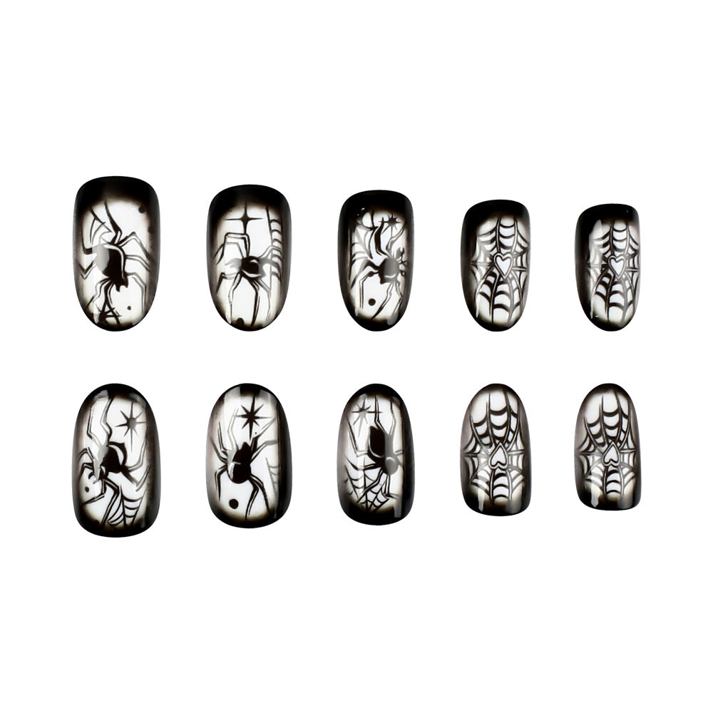 Creepy Spider-Themed Press-On Nail Art Set Stornfield