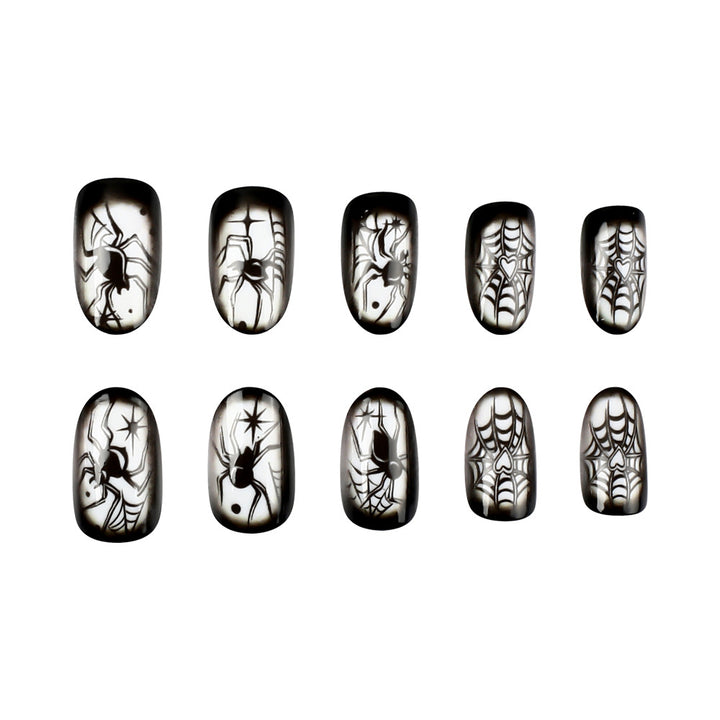 Creepy Spider-Themed Press-On Nail Art Set Stornfield