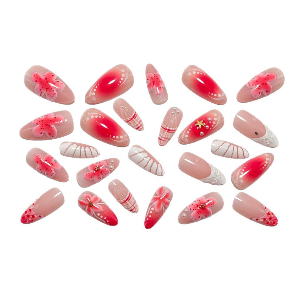 Artificial nails with 3D flower pattern and glitter accents Stornfield
