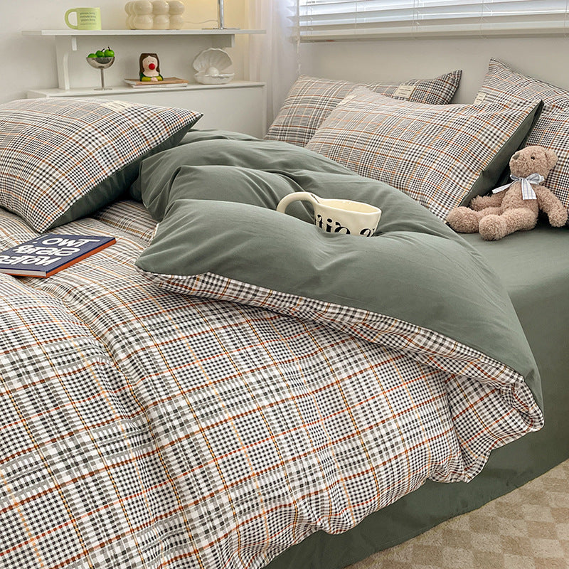 Checked Pattern Duvet Cover Set
