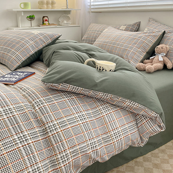 Checked Pattern Duvet Cover Set