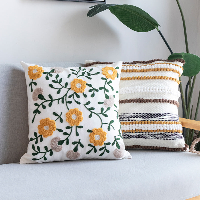 Rectangular decorative lumbar pillow with typographic jacquard pattern Stornfield