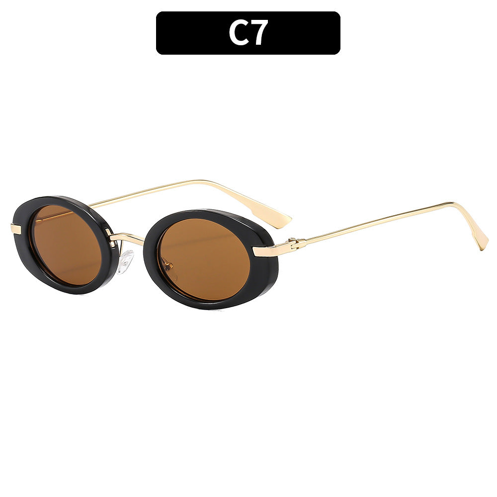 Fashionable Retro Oval Sunglasses