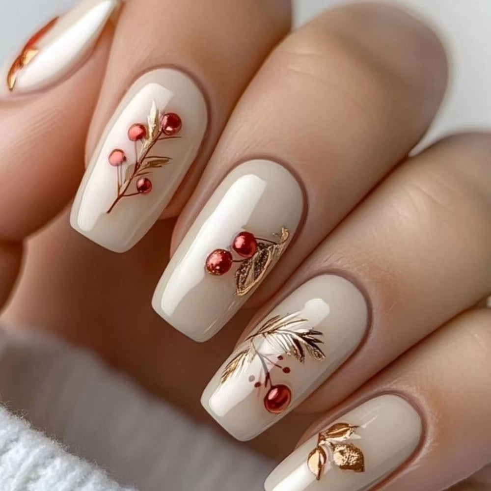 Elegant Holiday-Themed Press-On Nails Stornfield