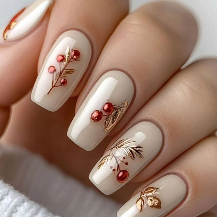 Elegant Holiday-Themed Press-On Nails Stornfield