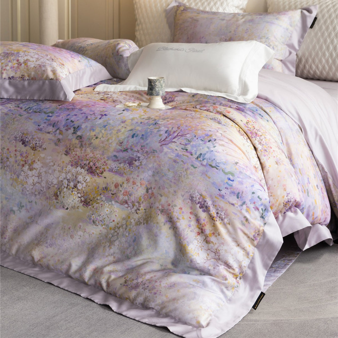 Floral Watercolor Cotton-Sateen Duvet Cover Set