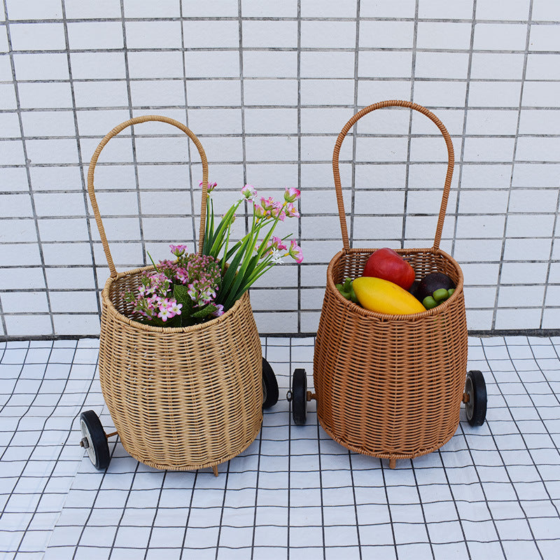 Decorative Woven Rolling Storage Basket Stornfield