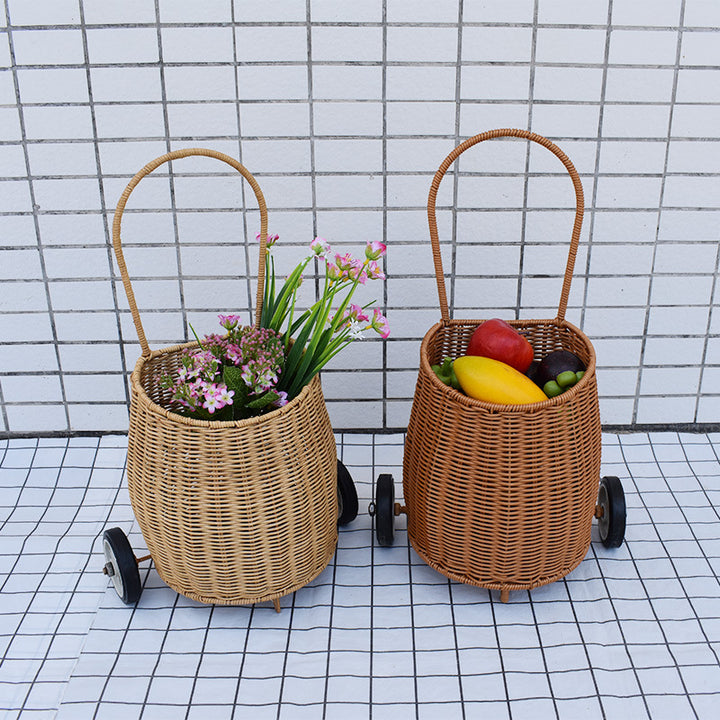 Decorative Woven Rolling Storage Basket Stornfield