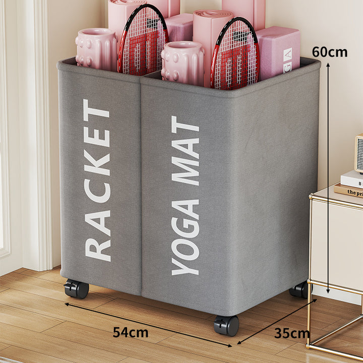 Rolling Dual-Compartment Yoga Mat and Sports Equipment Storage Cart