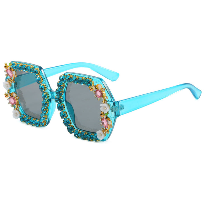 Women's extravagant hexagon sunglasses with crystal embellishment Stornfield