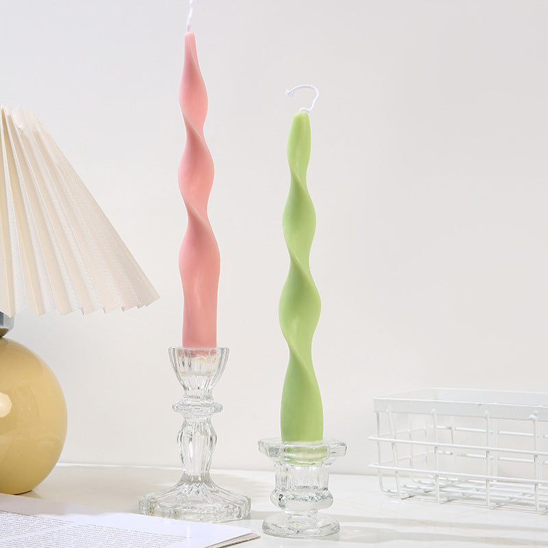 Wavy Sculptural Column Taper Candle