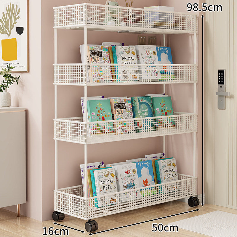 Freestanding Mesh Four-Tier Book and Toy Storage Shelf