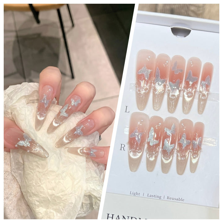 Artistic Stiletto Press-On Nail Set with Charming Patterns Stornfield