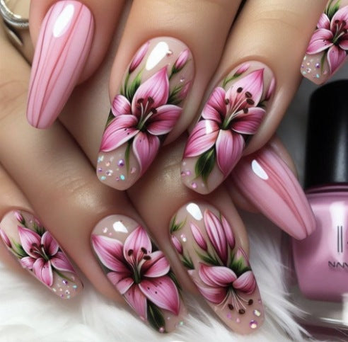Floral Art Acrylic Nail Enhancements Stornfield