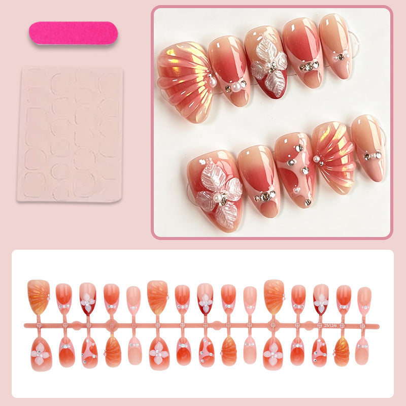 Acrylic Nail Set with Elegant 3D Flower Decorations and Glitter Accents Stornfield