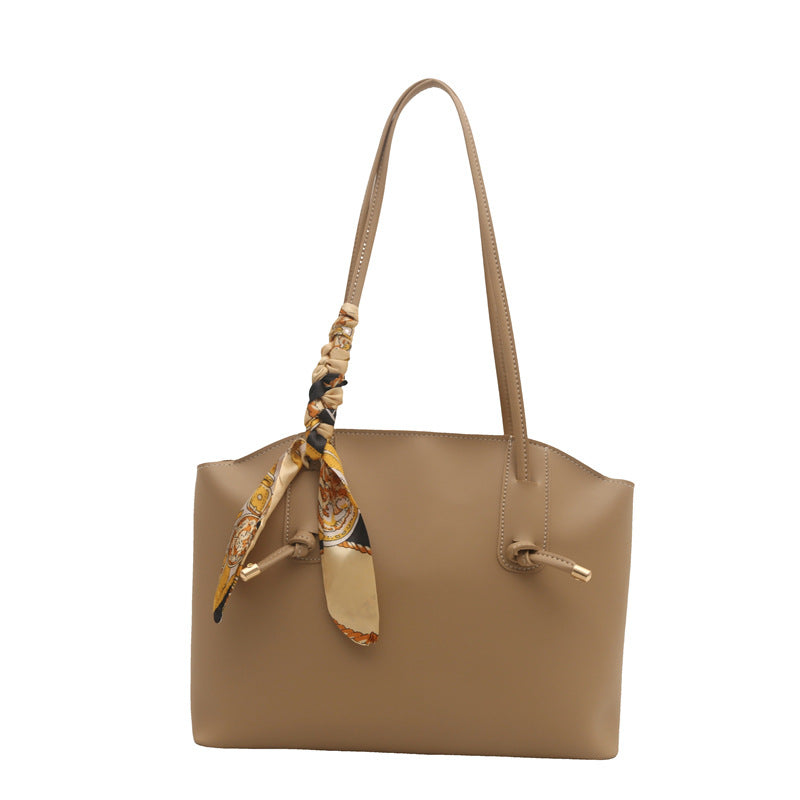 Elegant Scarf-Accent Tote Bag