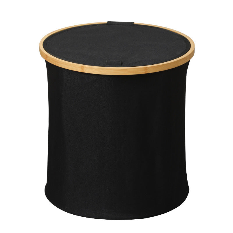 Practical laundry container with bamboo lid Stornfield