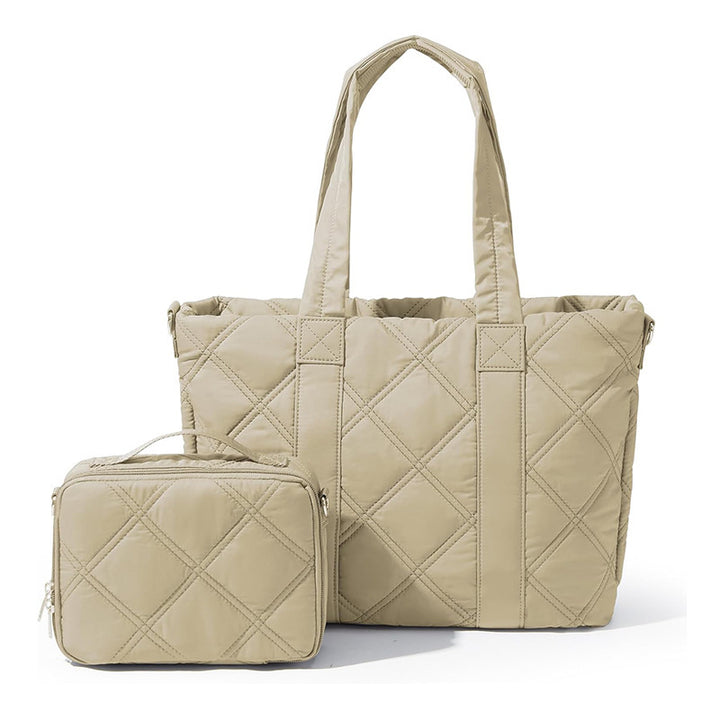 Elegant and Versatile Fabric Handbag with Detachable Cosmetic Bag Stornfield
