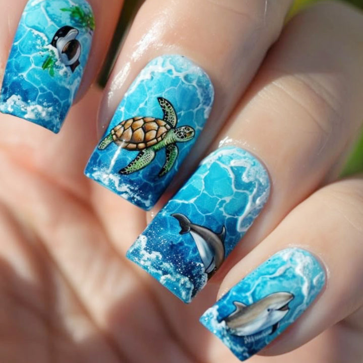 Ocean-Inspired Artistic Nail Art Extensions Stornfield