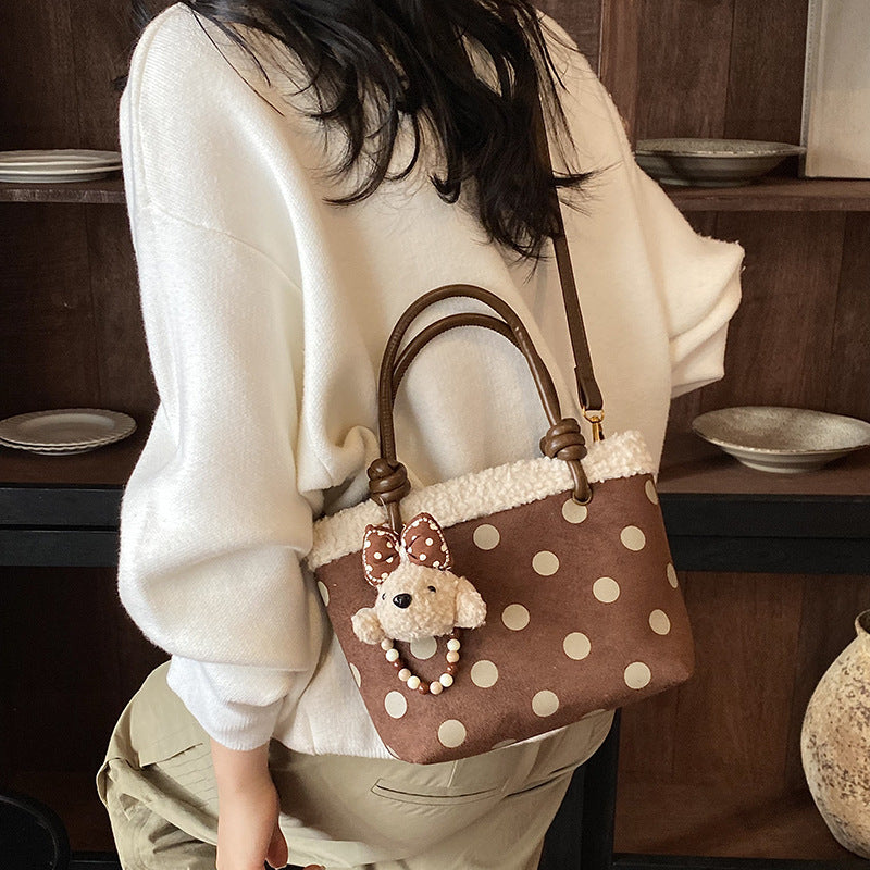 Polka Dot Plush Handbag