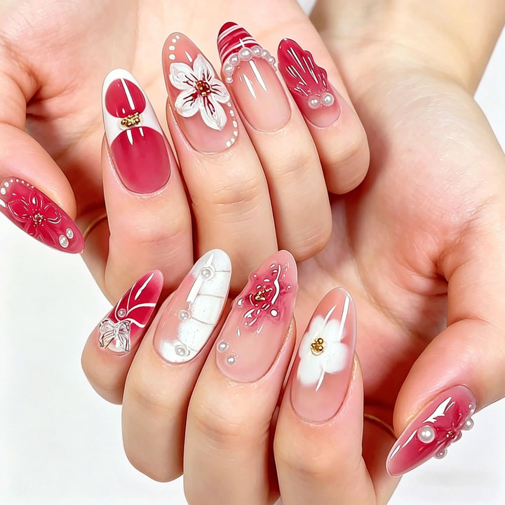 Decorative Floral Press-On Nail Art Collection Stornfield