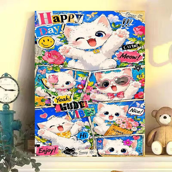 Playful Cat-Themed Wall Art Print Stornfield
