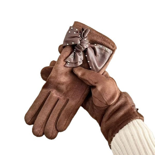 Elegant Bow-Embellished Touchscreen Gloves Stornfield