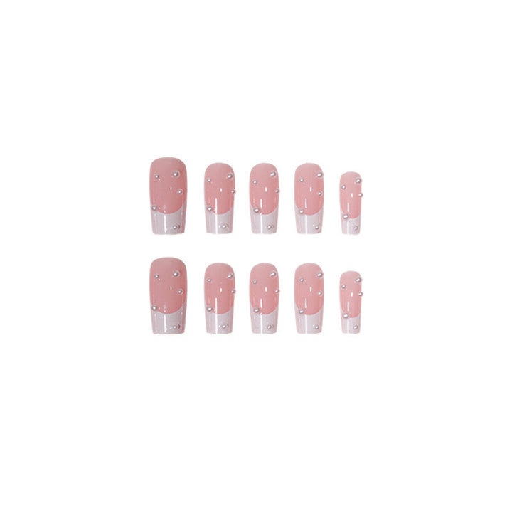 Nail art set with exquisite pearl accents and transparent design Stornfield