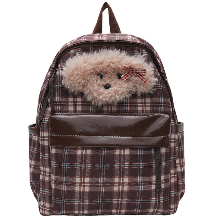 Plush backpack with unique checkered pattern and casual animal motif Stornfield