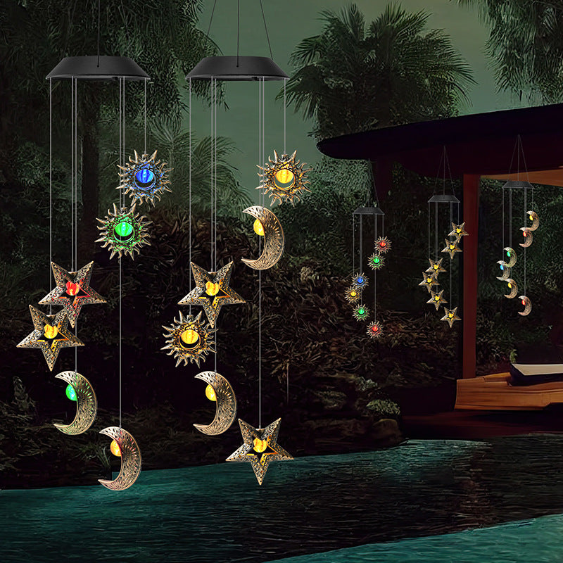 Decorative Hanging Star Wind Chime With Brass Stars And Tubular Aluminum Chimes Stornfield