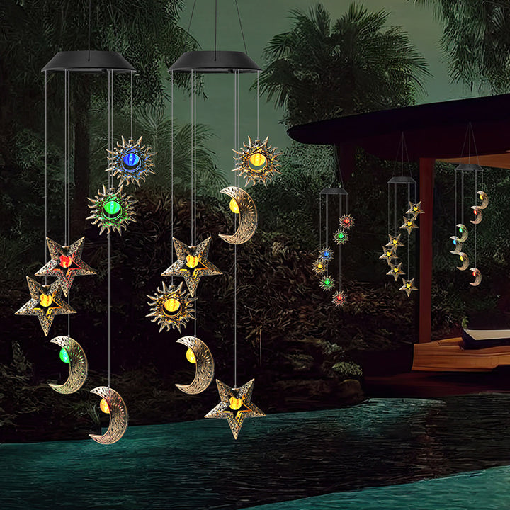 Decorative Hanging Star Wind Chime With Brass Stars And Tubular Aluminum Chimes Stornfield