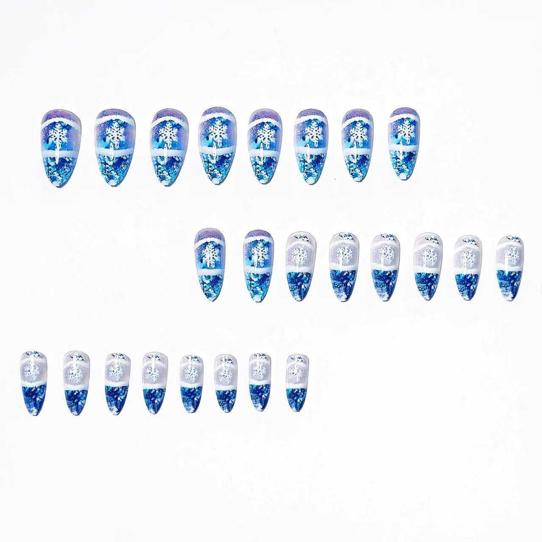 Glamorous artificial nails in winter snow crystal design Stornfield