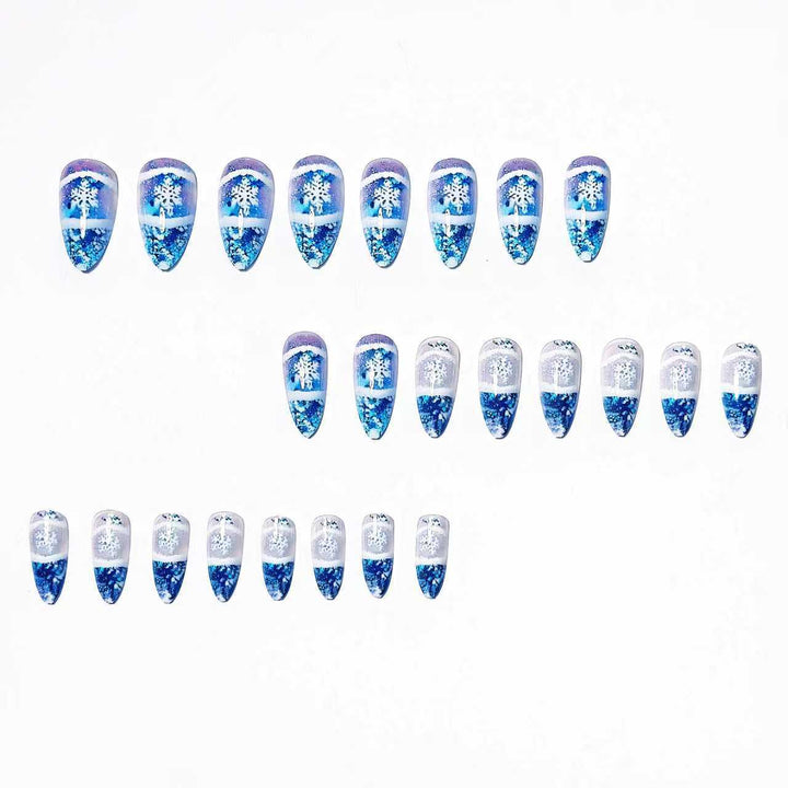 Glamorous artificial nails in winter snow crystal design Stornfield