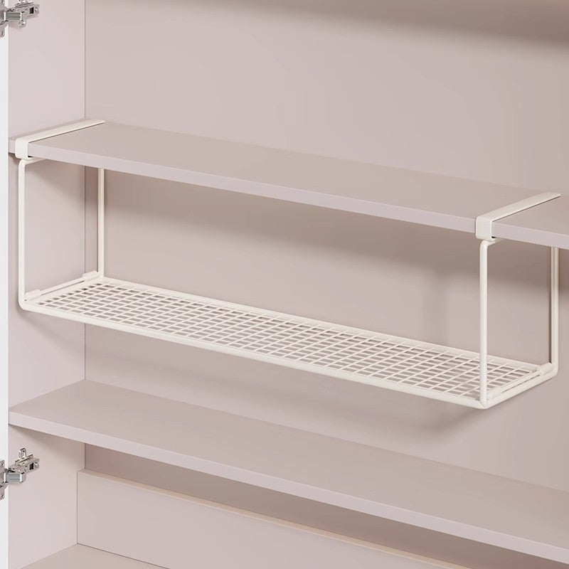 Slim Under-Shelf Ventilated Metal Grid Storage Tray for Cabinet and Closet