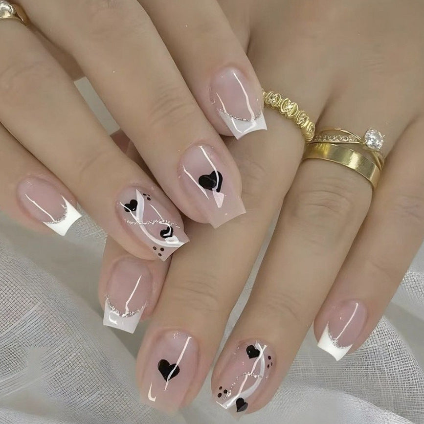 Elegant Heart-Design Press-On Nail Set Stornfield