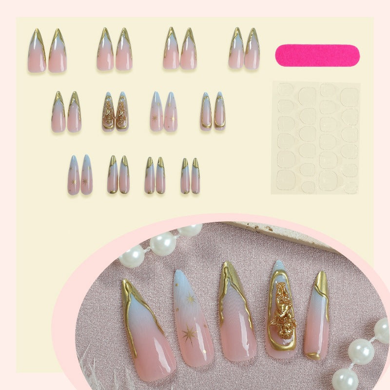 Artificial nail set with elegant gold accents Stornfield