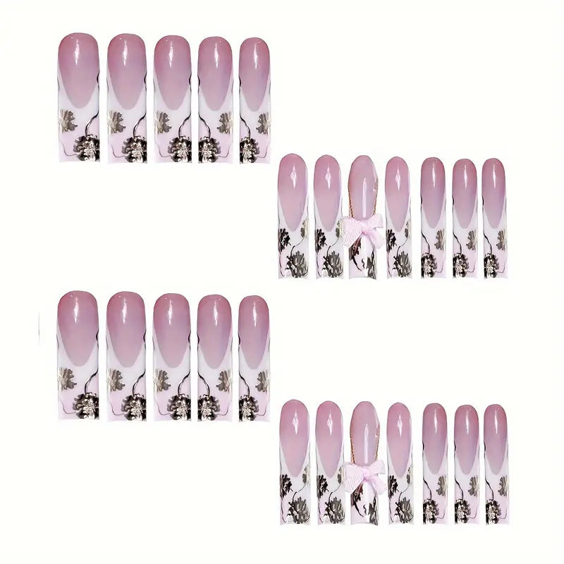 Floral Accent Decorative Press-On Nails Stornfield