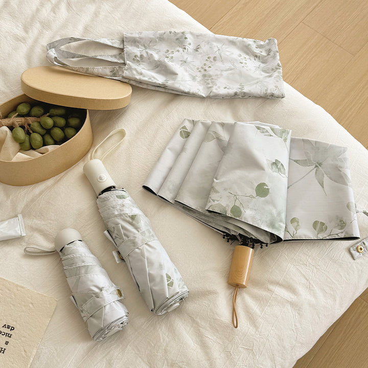 Women's Foldable Umbrella with Elegant Botanical Pattern Stornfield
